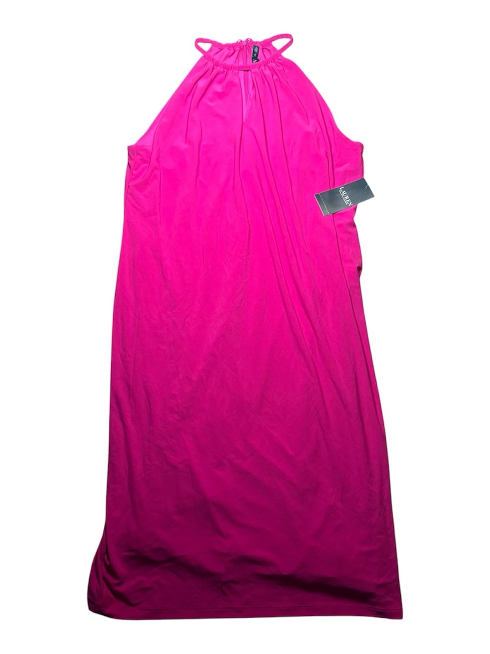 Lauren Ralph Lauren Halter Midi Dress XL Hot Pink Sleeveless